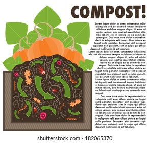 Compost organic waste recycling to soil vector illustration