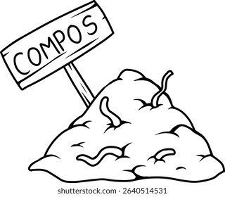 Compost Pile with Sign and Worms