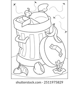 compost trash waste coloring book page for kids and adults creative coloring mindful relaxation activity