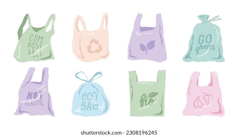 Compostable and biodegradable bags. Eco-packaging 