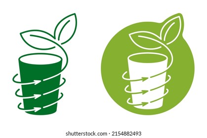 Tubo de bebida compostable y biodegradable - pegatina para vajilla desechable. Insignia vectorial plana