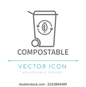 Compostable Eco Friendly Icon, Food and Drinks, Cosmetics Symbols, Skin Care Icons, Skincare Packaging Labels