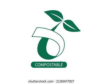 compostable icon, logo vector illustration 