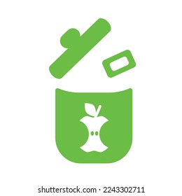 Icono de compostable. Residuos compostables, aislados en blanco, ilustraciones vectoriales. Residuos biodegradables. Reciclar desechos orgánicos. Baño de compostaje. Compostable, cortado, recortar el camino para el embalaje.