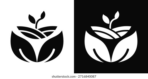 Estilo de fondo blanco y negro del icono compostable