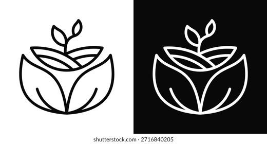 Estilo de fondo blanco y negro del icono compostable