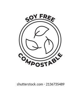 Icono de etiqueta compostable en icono de estilo de línea negra, estilo aislado en fondo blanco