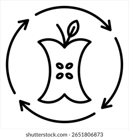 Ilustración vectorial de icono de contorno compostable