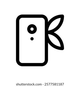 Compostable phone case. Editable stroke vector icon.