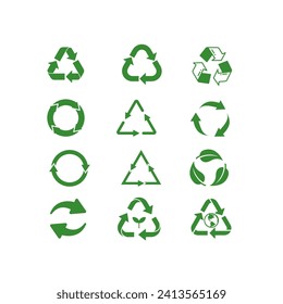 compostable, recyclable icon set. Set of arrow recycle