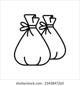 Icono lineal de bolsas de basura compostables. Reciclaje de residuos línea delgada ilustración personalizable sobre fondo blanco