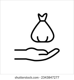 Icono lineal de bolsas de basura compostables. Reciclaje de residuos línea delgada ilustración personalizable sobre fondo blanco
