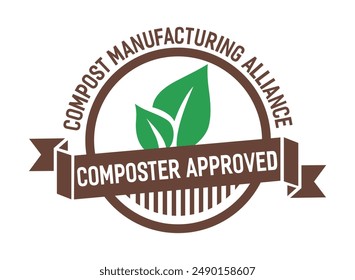Composter approved icon. Recycle packaging - Label . Eco, Bio product. Eco friendly compostable material production - environment protection emblem. Home compostable products	