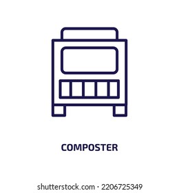 Composter Icon From Agriculture Farming And Gardening Collection. Thin Linear Composter, Compost, Waste Outline Icon Isolated On White Background. Line Vector Composter Sign, Symbol For Web And Mobile