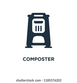 Composter icon. Black filled vector illustration. Composter symbol on white background. Can be used in web and mobile.