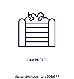 composter outline icon. Thin line icon from agriculture farming and gardening collection. Editable vector isolated on white background