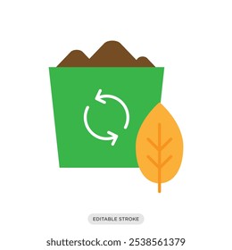 Composteerpictogram, milieu, natuur, ecologiesymbool op witte achtergrond - vectorillustratie