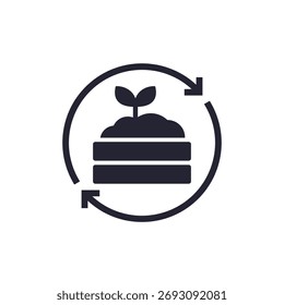 Composting icon on white, decompose food waste