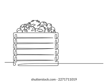 Composting. Making compost in fertilizer. Recycling concept. Continuous line drawing.