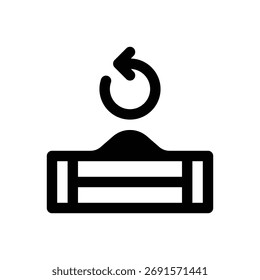 Compostaje. Icono de Vector de trazo delineado con detalles rellenos de negro.