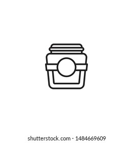 Compote, icono de la línea de zumo de fruta. signo de estilo lineal para concepto móvil y diseño web. Icono de ilustración vectorial de contorno de jarro de fruta. 