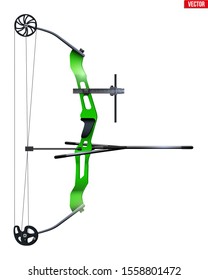 Compound Bow Archery Sport Equipment. Classic sporting model for Games and Competition Range. Special Equipment for athlete. Vector Illustration isolated on white background.