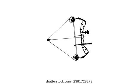 compound bow, black isolated silhouette