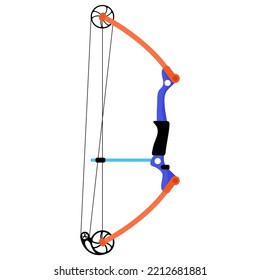 Compound bow for shooting. Archery sport equipment. Summer games. Vector cartoon isolated illustration.