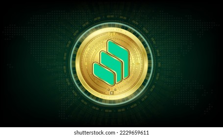 Compound Coin golden token cryptocurrency. Currency on block chain stock market digital. Crypto currencies on green background vector EPS10.
