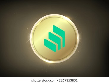 Pancarta del logotipo de la criptografía compuesta (COMP). Símbolo de la moneda de oro criptodivisa compuesta (COMP) aislado en fondo dorado