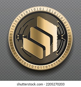 Compound (COMP) cryptocurrency golden coin isolated in transparent background. Virtual currency token symbol vector illustration based on cryptography and block chain technology.
