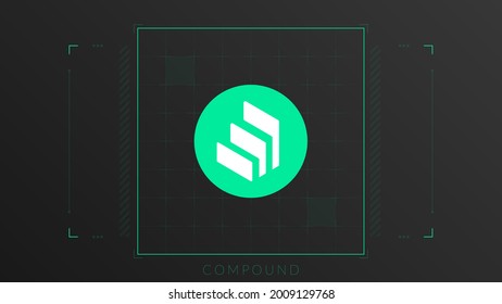Logo de gradiente de color criptodivisa compuesta. Fondo oscuro con una decoración de líneas finas.