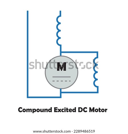 Compound Excited DC motor Electric Symbol Vector Image illustartion  Isolated on White Bachground