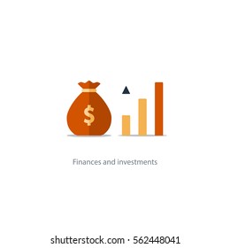 Compound Interest, Added Value, Financial Investments In Stock Market, Future Income Growth, Revenue Increase, Money Return, Pension Fund Plan, Budget Management, Savings Account, Banking Vector Icon