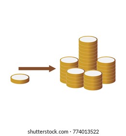Compound interest, added value, financial investments stock market, future income growth, revenue increase, money return, pension fund plan, budget management, savings account, banking vector icon

