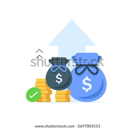 Compound interest, added value, financial investments stock market, future income growth