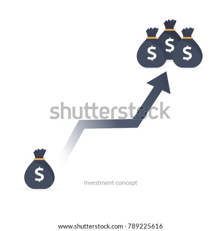 Compound interest, added value, financial investments stock market, future income growth, revenue increase, money return, pension fund plan, budget management, savings account, banking vector icon
