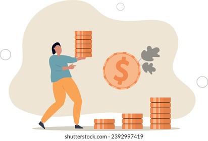 Efecto de los intereses compuestos, alto rendimiento del mercado de valores de inversión o crecimiento y concepto económico de prosperidad. Ilustración vectorial plana.