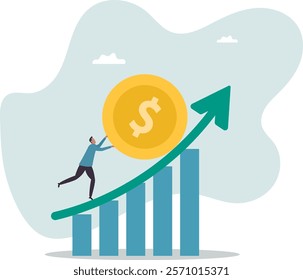 Compound interest exponential growth, investing earning profit, wealth management or savings, pension fund growing in long term investment.business concept.flat character.