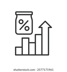 Compound interest, icon in line design. Compound interest, investment growth, savings, returns, interest rate, compounding on white background vector. Compound interest editable stroke icon