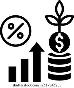 Compound Interest Icon Mixed Vector Illustration