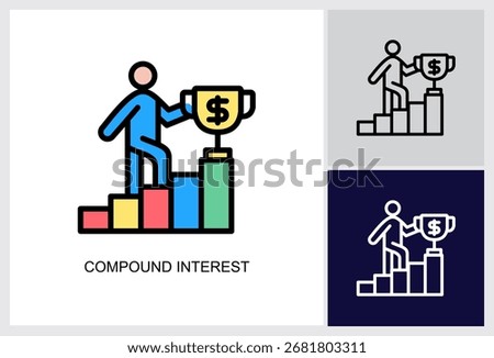 Compound Interest icon Multi Style Vector Illustration