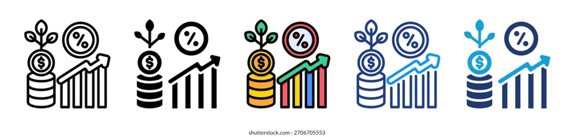 Conjunto de iconos de interés compuesto Ilustración vectorial de Colección de estilo múltiple
