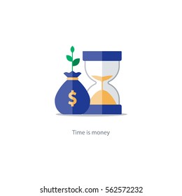 Compound Interest, Time Is Money, Financial Investments Stock Market, Future Income Growth, Revenue Increase, Money Return, Pension Fund Plan, Budget Management, Savings Account, Banking Vector Icon