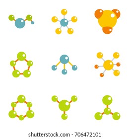 Compound neurons icons set. Flat illustration of 9 compound neurons vector icons for web design