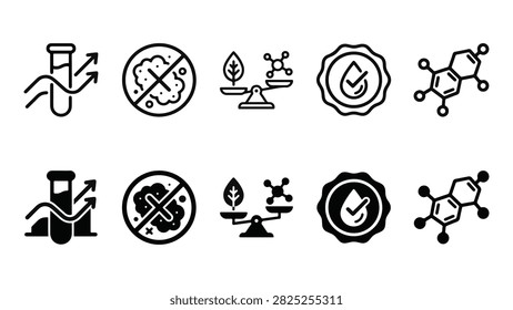 Compound Scent Line and Solid Icon Pack For Presentation | Chemistry Lab, Gc Ms Analysis, Olfaction - Clean Modern and Editable Vector Icons.