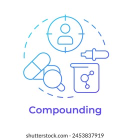 Compounding blue gradient concept icon. Pharmaceutical preparation, making medicine. Round shape line illustration. Abstract idea. Graphic design. Easy to use in infographic, article