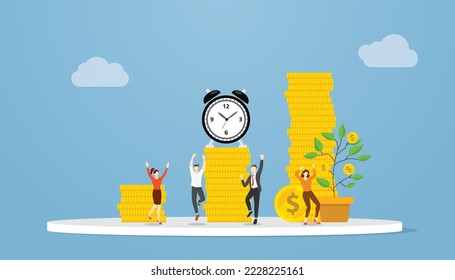 compounding interest concept with double money for long term investment with modern flat style