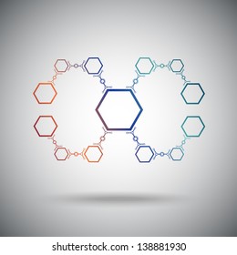 The compounds of hexagonal cells. concept Connection