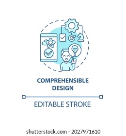 Comprehensible design concept icon. Product usage abstract idea thin line illustration. Maintain clarity. Create fully immersive user experience. Vector isolated outline color drawing. Editable stroke